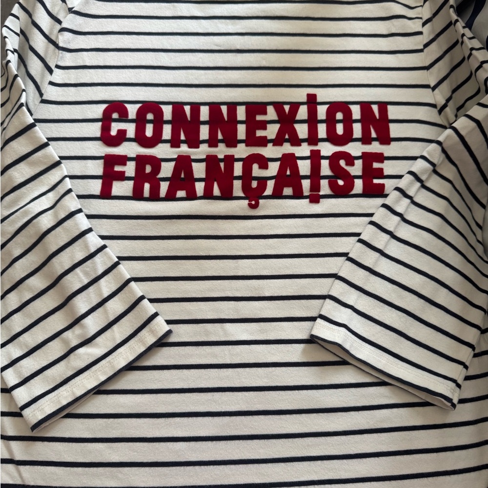 French Connection Navy and Cream Striped Shirt